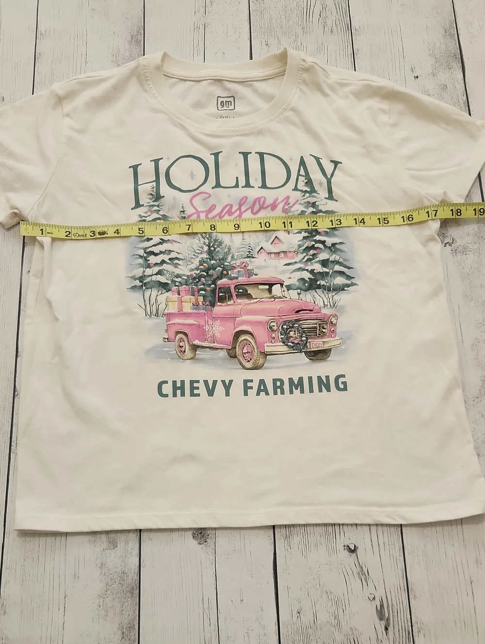Christmas Chevy Farming Seasonal Girls Large T Shirt